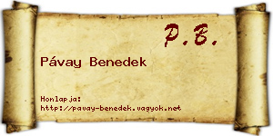 Pávay Benedek névjegykártya
